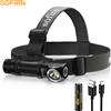 Sofirn Collezione AliExpress Sofirn HS40 USB C lampada frontale ricaricabile 18650 torcia LED SST40 Super luminosa 2000lm faro con indicatore di alimentazione a 2 modalità