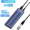 ASOMETECH Hub USB 3.0 a 4/7/10 porte Adattatore di alimentazione 12V con splitter multiplo con interruttore on/off Hub USB ad alta velocità per laptop MacBook