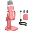 Haomuren Microfono a condensatore USB Rosa Microfono di registrazione da studio per PC Mac Computer Telefono Gaming Streaming Podcasting Laptop Desktop