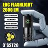 KDULIT Mini torcia a LED ad alta potenza 3 LED 2000LM SST20 torcia portatile EDC TYPE-C lanterna da campeggio ricaricabile IP68 con magnete di coda