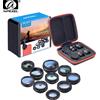 APEXEL Kit Lenti per Smartphone APEXEL Universale 10 in 1 con Fisheye, Grandangolo, Macro, Filtro CPL, Caleidoscopio e Lente Telescopica 2X