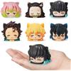 Bandai 6 Pz/set Anime Demone Slayer Figura Nezuko Tanjirou Zenitsu Inosuke Mini Figurine Kawaii Orecchio di Gatto Sonno Figura PVC Modello Bambola Giocattoli