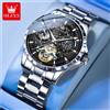 OLEVS Orologi da uomo originali di marca OLEVS Orologio meccanico completamente automatico luminoso Impermeabile fasi lunari stellato multifunzionale