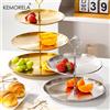 KEMORELA Supporto per torta in acciaio inossidabile a 2/3 strati Vassoio per frutta Ristorante Scaffale per dessert staccabile Piatto di frutta in oro argento Vassoio per caramelle per snack