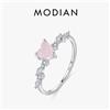 MODIAN 925 Sterling Silver Elegante cuore di cristallo rosa Anelli di barretta per le donne Compleanno Regalo romantico Accessori di gioielleria raffinata