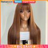 Rebecca Youth Parrucca diritta per capelli umani Rebecca 180D con frangia per le donne Evidenzia parrucche Bob diritte Realizzate a macchina per mettere e andare