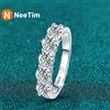 NeeTim Anello Moissanite completo da 4 mm per donna Fede nuziale con diamanti a 5 pietre Sposa in argento sterling S925 con anelli placcati in oro bianco