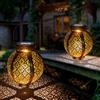 AMARYLLIS Lanterne solari appese luci solari vuote retrò con maniglia luci da giardino solari per esterni decorazioni per recinzione per alberi da giardino Patio bronzo
