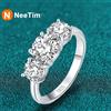NeeTim Anello di fidanzamento Moissanite da 4CT per donna Argento sterling S925 a 3 pietre con fede nuziale placcata in oro Anelli con diamanti Promessa