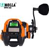 SAMOLLA Mulinello da pesca USB e ricarica solare Schermo LED per baitcasting elettronico 7.2: 1 Casting di ruote a tamburo impermeabile per acqua salata