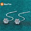 NeeTim 1CT Orecchini Moissanite S925 Argento Sterling Placcato con Oro Bianco Filo Dell'orecchio Linea Orecchino di Goccia Cerchio di Nozze Gioielleria Raffinata