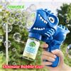 CONUSEA Pistola Spara Bolle a Forma di Dinosauro, Macchina per Bolle di Sapone con Luci, Giocattolo da Esterno per Bambini e Bambine, Regalo di Compleanno