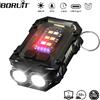BORUiT 900LM Portachiavi EDC Torcia LED Tipo-C Torcia da lavoro ricaricabile con penna magnetica Clip Lanterna tascabile da campeggio