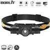 NONE BORUiT D20 Zoom LED Lampada frontale 1000LM Potente tipo C Faro ricaricabile Torcia frontale impermeabile Lanterna da pesca da campeggio