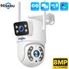Hiseeu Telecamera di Sorveglianza WiFi Hiseeu 4K 8MP con Doppia Lente, Zoom Digitale 4X, Rilevamento Umano AI, Telecamere IP PTZ Wireless per Esterni