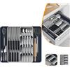 PGY Organizzatore espandibile per posate per cassetto con portacoltelli Utensile da cucina Organizzatore per cassetti per coltelli Organizzatore per posate nel cassetto