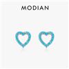 MODIAN Semplice argento sterling 925 Squisito romantico turchese Cuori Orecchini con perno per le donne Regali di compleanno Gioielli