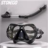 STONEGO Set di tubi per la respirazione con specchio per immersione, occhiali in silicone morbido, occhiali da nuoto, occhiali per adulti, montatura grande, uomo, donna, maschera sottomarina