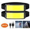 Heinast Torcia frontale a LED COB calda 3 modalità di luce Lampada frontale ricaricabile USB Lampada da campeggio per escursionismo all'aperto incorporata 1200mAh