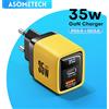 ASOMETECH Caricatore GaN da 35 W Display a LED Caricatore USB per IPhone 14 Pro Samsung Xiaomi IPad Pro PD 3.0 QC 3.0 Caricatore rapido USB C Ricarica rapida