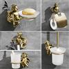 OWOFAN Set di accessori per il bagno in oro, portasciugamani e gancio per accappatoio, porta carta igienica portasciugamani portaspazzole WC MB-0782B