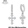 ANU JEWEL AnuJewel Moissanite orecchini a cerchio croce per le donne Huggie 925 Sterling Silver Lab creato orecchini pendenti con diamanti gioielli all'ingrosso