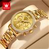 OLEVS Orologio al quarzo da donna Quadrante con diamanti di lusso Orologio da donna classico con tre piccoli quadranti impermeabile in acciaio inossidabile dorato Novità