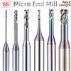 BB Micro fresa a collo lungo BB 0,1 mm ~ 3 mm per elettrodo in rame in lega di alluminio Plastica non metallica Lavorazione CNC Taglierina in metallo duro