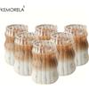KEMORELA 2/4/6PCS INS Tazza di vetro Bicchiere resistente al calore Bicchieri Trasparente Tè Succo Latte Caffè Tazza Casa Bicchieri d'acqua Stripe Boccale di birra