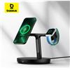 Baseus 3 in 1 Supporto per caricabatterie wireless magnetico da 20 W per telefono iPhone 15 14 Pro Airpods Supporto per stazione di ricarica rapida per Apple Watch
