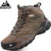 HIKEUP Scarponi invernali da uomo Scarponi da trekking all'aperto Scarpe da ginnastica da trekking da esterno alte in pelle scamosciata Stivali tattici da montagna da uomo