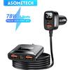 ASOMETECH 78W Caricabatteria da auto USB 5 porte QC3.0 PD3.0 SCP USB Tipo C Caricatore rapido per iPhone Samsung Tablet Xiaomi Caricatore USB per auto