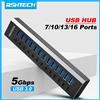RSHTECH Espansore hub dati USB 3.0 in alluminio alimentato da 7/10/13/16 porte con interruttori on/off individuali per splitter MacBook portatile