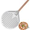 PGY Pala per pizza perforata in alluminio anodizzato duro da 12/14 pollici con manico in legno, pala per pizza fatta in casa