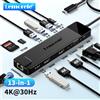 Lemorele TC100 Hub USB 3.0 a 13 porte ad alta velocità con USB Type-C, HDMI 4K, RJ45 1000Mbps, SD, TF per Laptop, MacBook, VGA per TV e Display