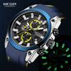 MEGIR Orologi sportivi militari da uomo Orologio da polso da uomo con cinturino in silicone blu moda impermeabile Orologio luminoso di lusso delle migliori marche