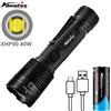 Alonefire Torcia LED 40W ad Alta Luminosità con Zoom, Lampada XHP90 Ricaricabile USB, Alta Potenza per Caccia, Pesca, Arrampicata e Avventure all'Aperto