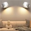 aiopp Lampade da parete per interni a LED con batteria ricaricabile da 2000 mAh Lampada da parete con rotazione a 360 gradi Apparecchi nordici moderni regolabili Arredamento camera da letto