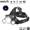 BORUiT RJ-3000 Lampada frontale a LED 3000LM Potente tipo C Faro ricaricabile Impermeabile Pesca Campeggio Torcia frontale Lanterna