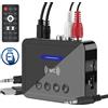 VIKEFON Bluetooth 5.0 Ricevitore Trasmettitore FM Stereo AUX Jack da 3,5 mm RCA Adattatore audio wireless ottico Telecomando per TV Kit auto
