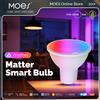 MOES Tuya Matter WiFi GU10 Lampadina intelligente Dimmerabile Luce a Led 16 milioni di colori RGB C + W Lampada a candela Controllo vocale Alexa Google Home