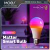 MOES Tuya Matter WiFi Lampadina intelligente Dimmerabile Luce a Led 16 milioni di colori RGB E27 Lampada a candela Controllo vocale Alexa Google Home
