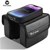 WEST BIKING Borsa impermeabile per telaio anteriore per bicicletta Doppia custodia e borsa per touch screen per telefono da 7,2 pollici Borsa per tubo superiore MTB da viaggio in bicicletta