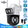 Hiseeu 4K 8MP Dual Lens Wifi Telecamera di sorveglianza Zoom digitale 4X AI Rilevamento umano ONVIF Telecamere IP PTZ di sicurezza esterna wireless