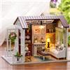 zuuton Casa delle bambole in miniatura fai-da-te Costruzione di casa di assemblaggio Giocattolo Decorazioni per la camera da letto con mobili Giocattolo artigianale in legno Regalo di compleanno Casa delle