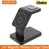 VIKEFON Supporto per caricabatterie wireless magnetico 3 in 1 per iPhone 15 14 13 12 Pro Max Apple Watch 1-8 AirPods Macsafe Dock per stazione di ricarica rapida