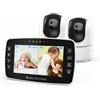 MBOSS Nuovo Baby Monitor Due telecamere Wireless da 4,3 pollici con telecamera PTZ Telecamera ad alta sicurezza Monitoraggio della temperatura per visione notturna Baby