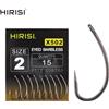 Hirisi 15 pezzi amo da pesca senza ardiglione in acciaio inossidabile ad alto tenore di carbonio rivestito in PTFE con accessori per la pesca X502