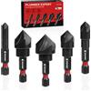 EZARC Set di 5 punte per trapano svasatore per metallo, punte svasate con codolo esagonale da 1/4 di pollice 82 gradi 5 flauto, 1/4" 3/8" 1/2" 5/8" 3