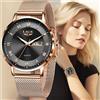 LIGE 2024 Nuovo Orologio da Donna Orologi di Lusso da Donna Creativo in Acciaio Bracciale da Donna Orologi Orologio Impermeabile Femminile Relogio Feminino